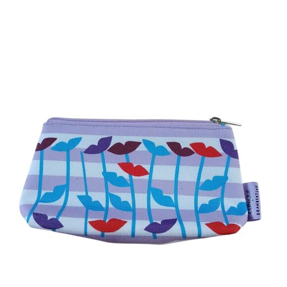 Clinique x Drawbertson Collaboration Purple and Blue Cosmetic Pouch Limited Item - Picture 8 of 11